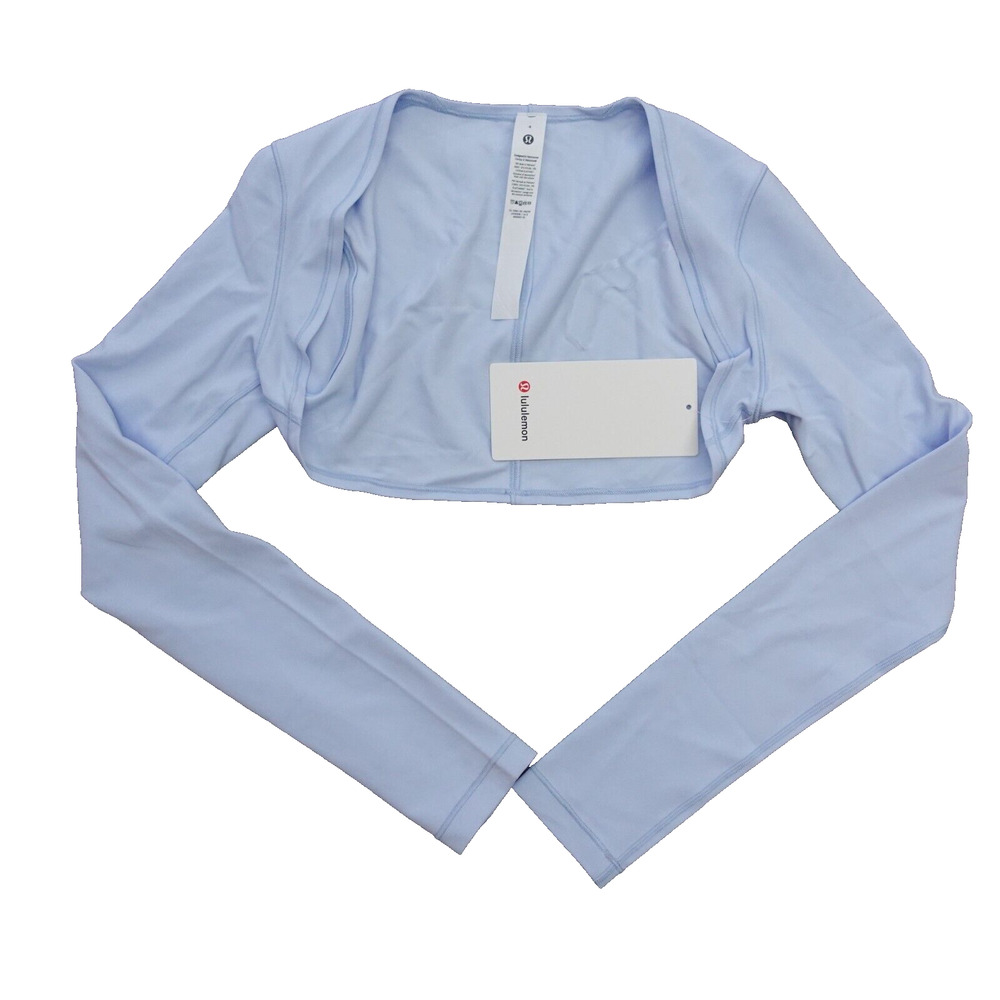New Lululemon Size 4 Nulu Long Sleeve Yoga Shrug WNDM Windmill Blue